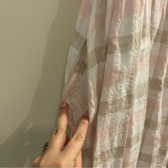 CP Shades 100% Linen Gingham Patterned Long Dress - Picture 4 of 8